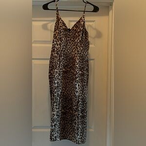 Express Leopard Print Midi Slip Dress
